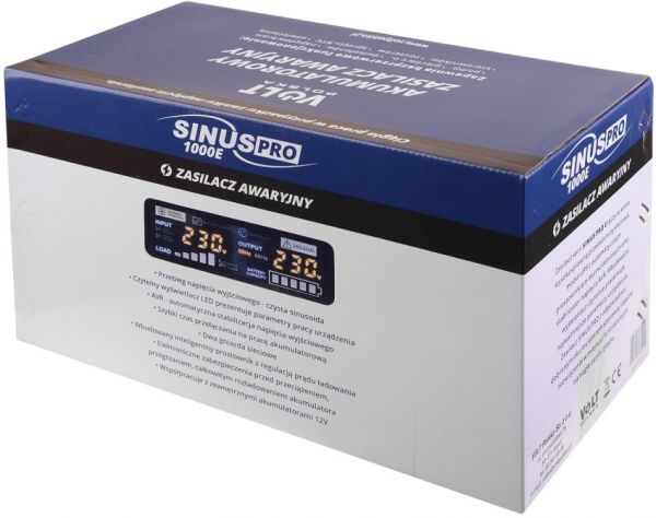 Гібридний ДБЖ/інвертор Volt Polska SINUS PRO 1000E 12V 220V (3SP091012E)